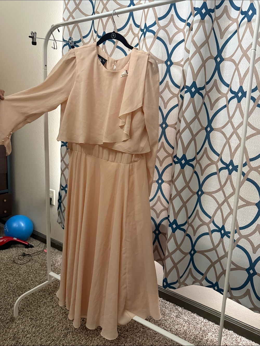 Vintage Ursula of Switzerland Soft Cream Maxi Dress with Draped Overlay